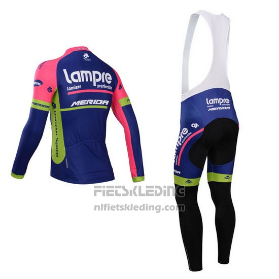 2014 Fietskleding Lampre Merida Roze en Blauw Lange Mouwen en Koersbroek